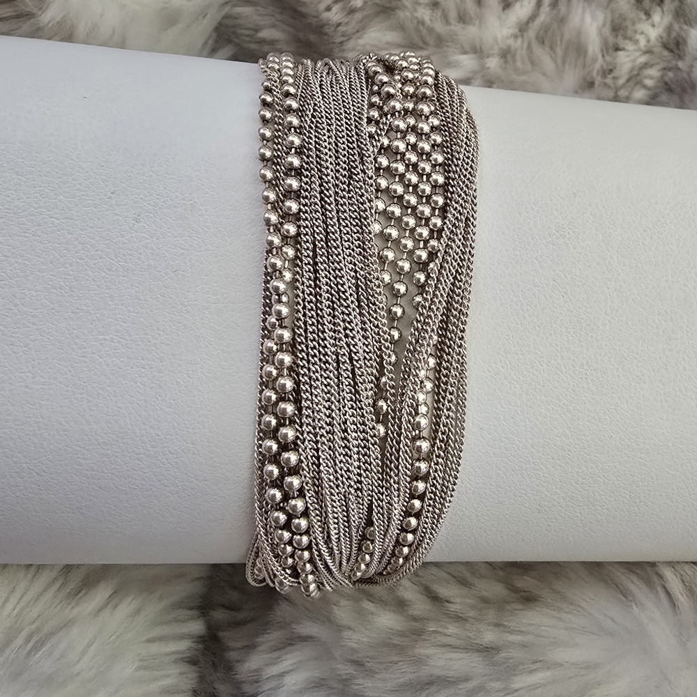 SOLD. London Of Links sterling silver Multi strand chain bracelet tennis bangle